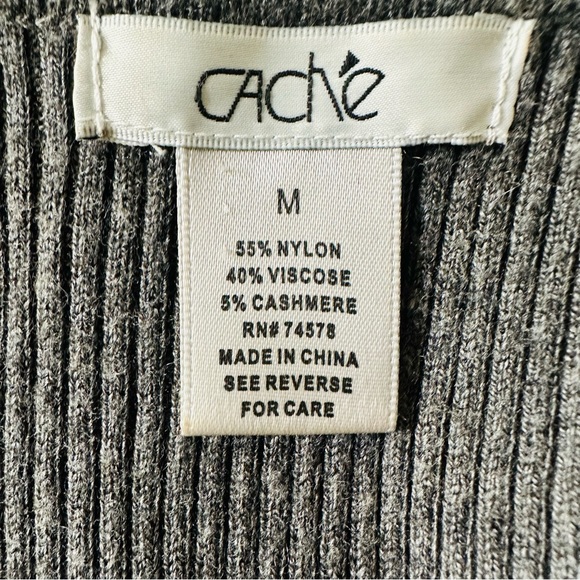 Cache Cardigan Sweater Belted Grey Women's Size M - Picture 7 of 8
